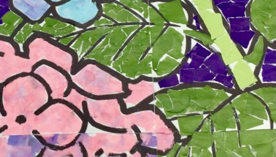 紫陽花の貼り絵が完成しました！
